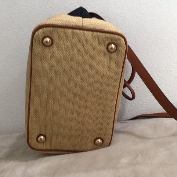 EUC. MICHAEL KORS Denim Blue Drawstring Straw Bucket Top Handle/Crossbody Bag - Picture 11 of 16